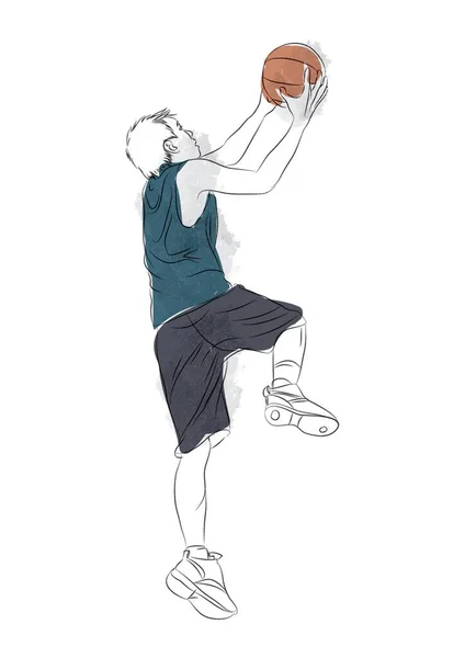 Adolescent Garçon Jouer Basket — Image vectorielle