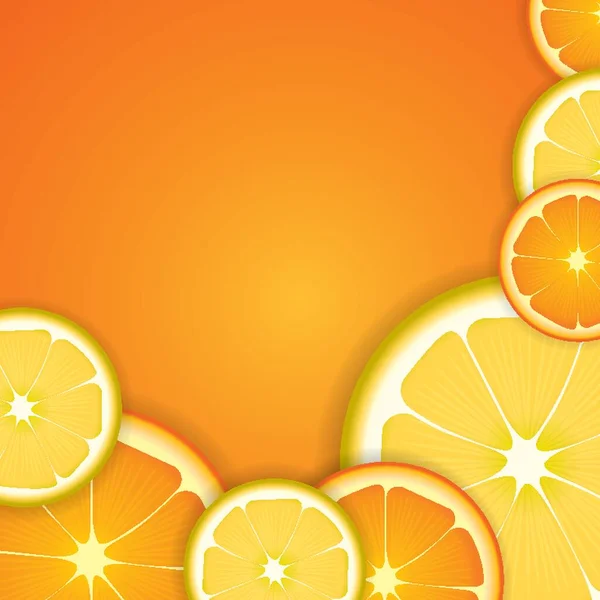Arancia Limone Fette Sfondo — Vettoriale Stock