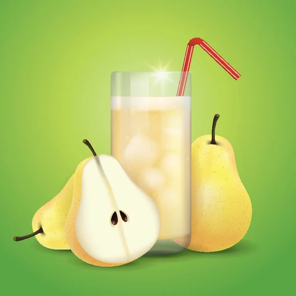 梨汁和切片 — 图库矢量图片