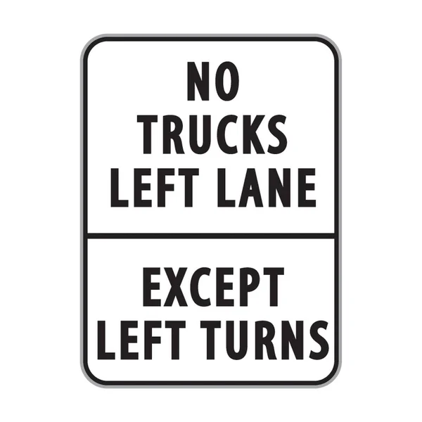 除左转弯外没有左车道的卡车 — 图库矢量图片