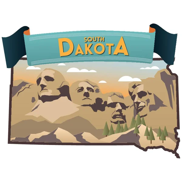 Południowa Dakota Stan Mapa — Wektor stockowy