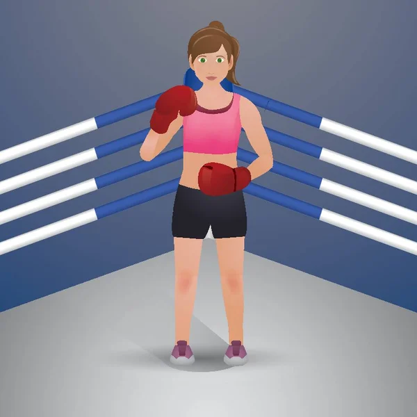 Mulher Boxeador Ação — Vetor de Stock