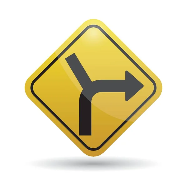 曲線道路標識の側道交差点 — ストックベクタ