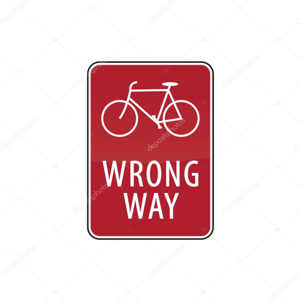 bicycle wrong way road sign