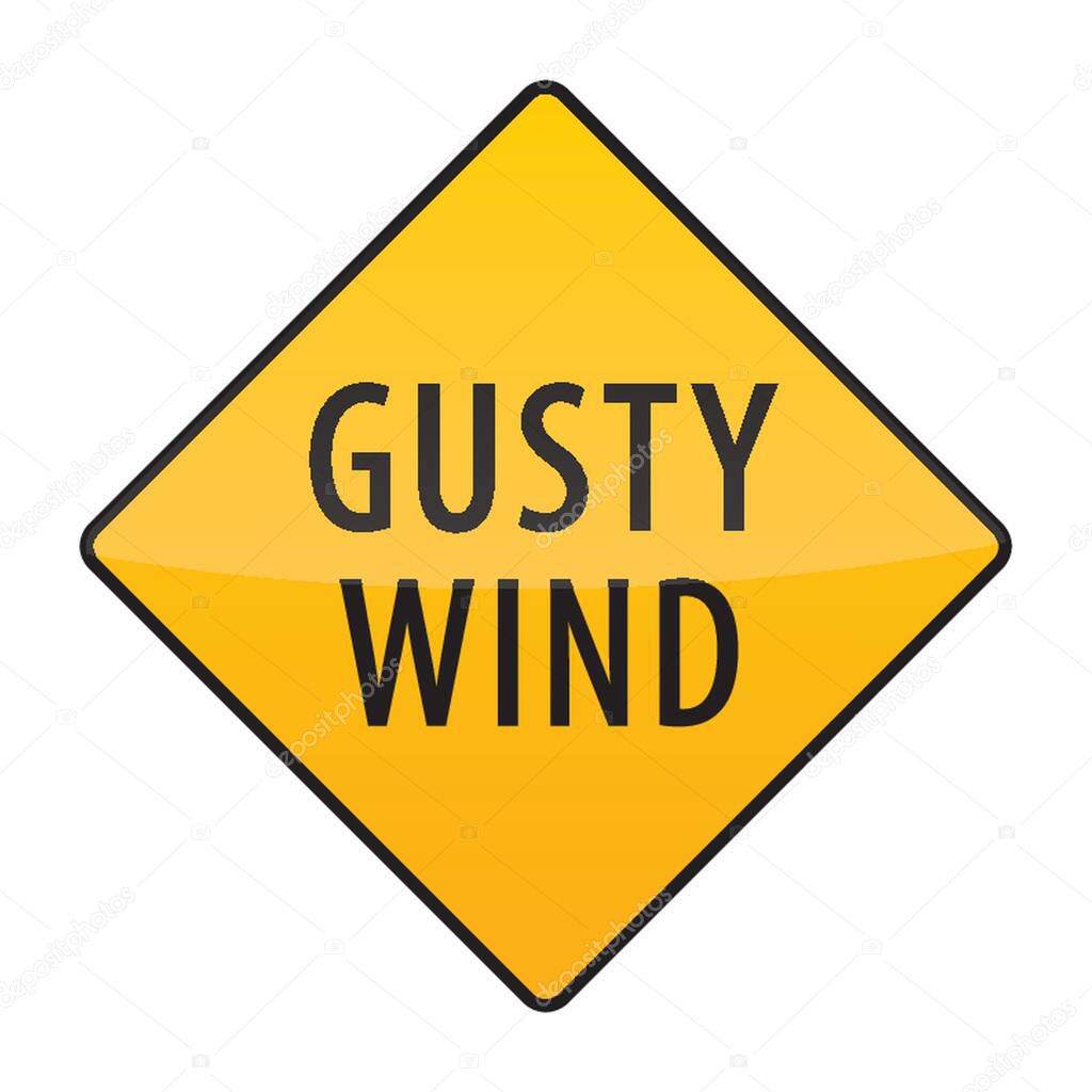 gusty wind warning sign
