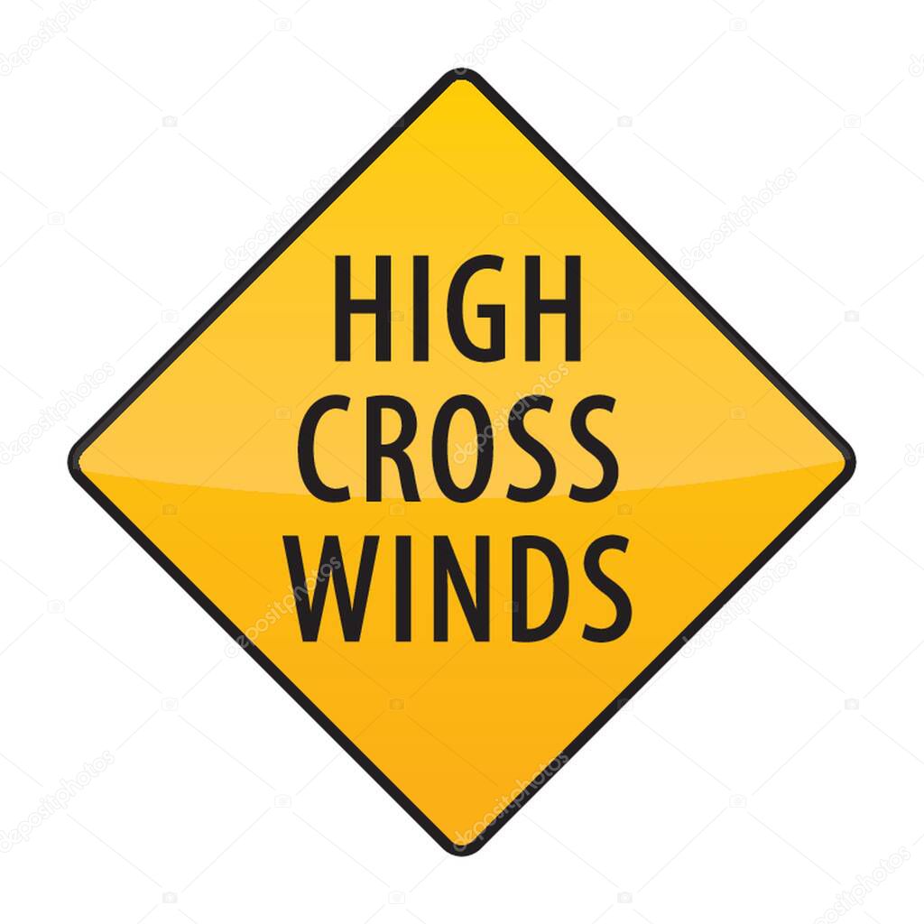 high cross winds warning sign