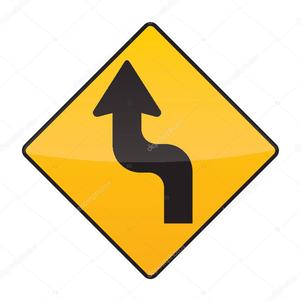 reverse turn left warning sign