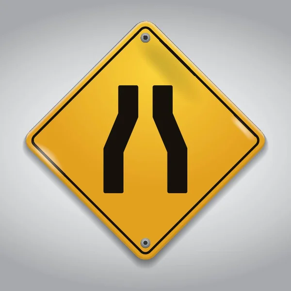 Road Narrows Both Sides Sign — стоковый вектор