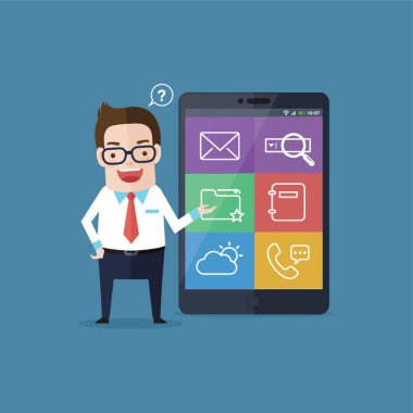 Akıllı telefonlu bir iş adamı.