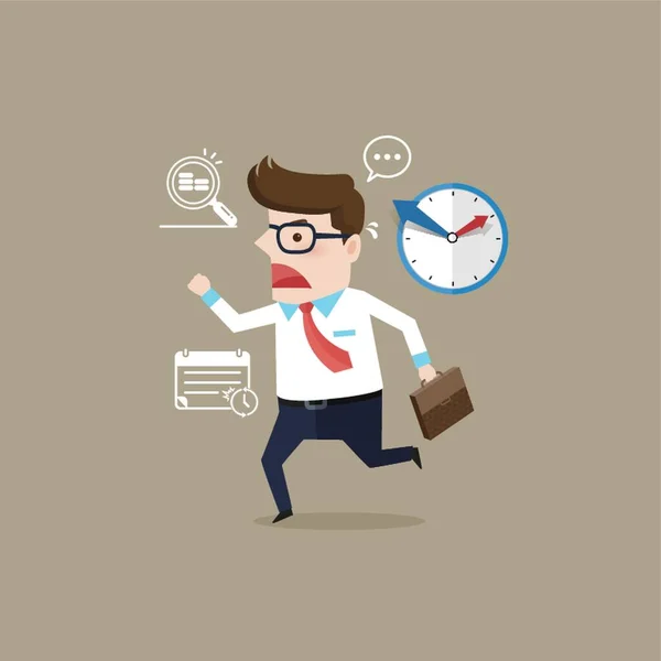 Businessman Running Late Office — Stock Vector