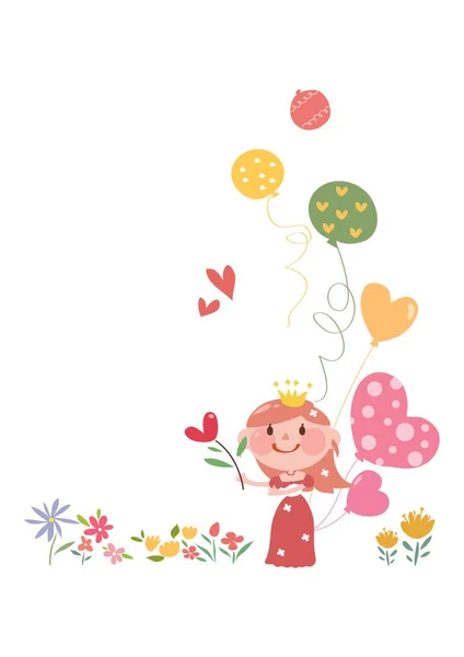 Mariée Avec Fleur Ballons — Image vectorielle