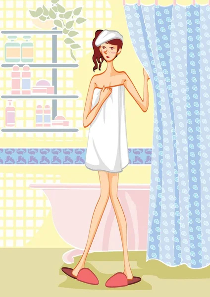 Woman Towel — Stock Vector