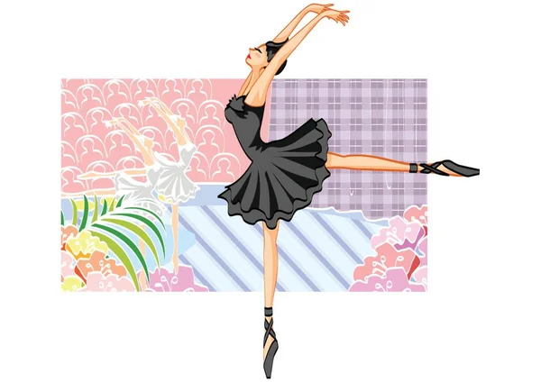 Dansande Ballerina Vektor Illustration — Stock vektor