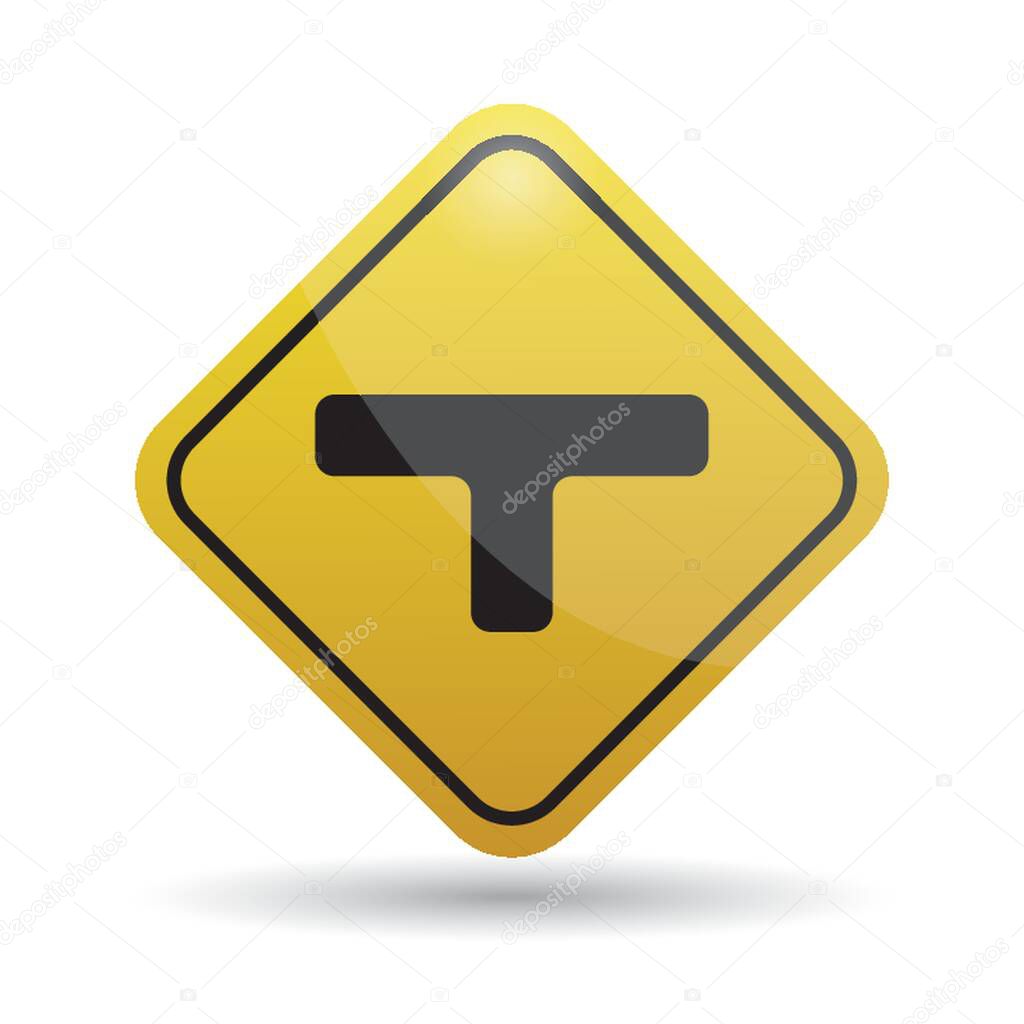 t-intersection ahead warning sign
