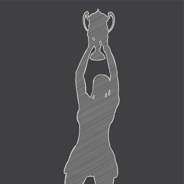 Elinde kupa tutan bir sporcunun silueti