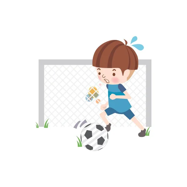 Школьник Играет Футбол — стоковый вектор