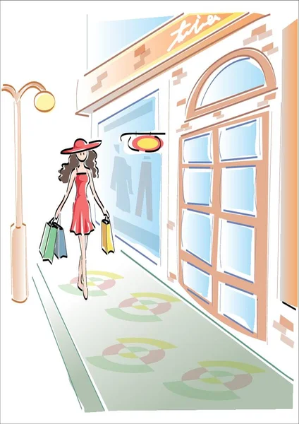 Femme Avec Sacs Provisions — Image vectorielle