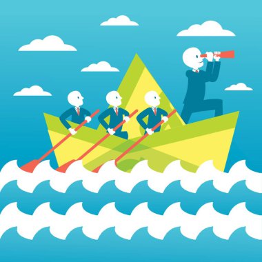 Gemide seyahat eden iş adamları.