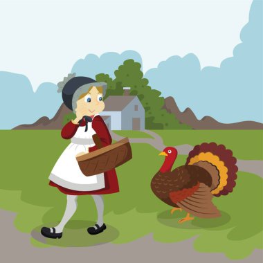 Elinde hindiyle gezgin bir kadın.