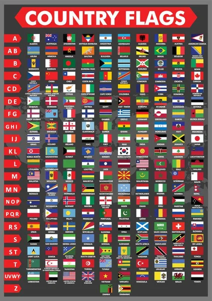 Bandiere Dei Paesi Ordine Alfabetico — Vettoriale Stock