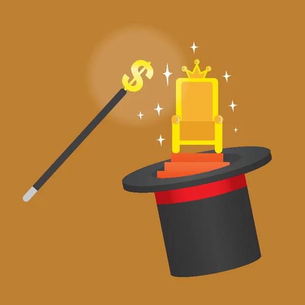 Krzesło Króla Magicznym Kapeluszu — Wektor stockowy