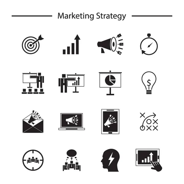 Estrategia Marketing Colección Iconos — Archivo Imágenes Vectoriales