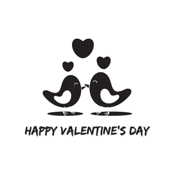 Feliz Tarjeta Del Día San Valentín Con Los Pájaros Del — Archivo Imágenes Vectoriales