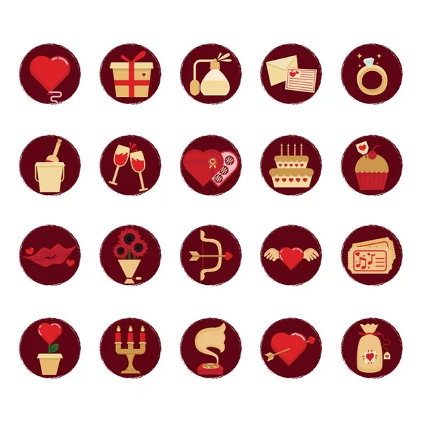 Conjunto Iconos Del Día San Valentín — Archivo Imágenes Vectoriales