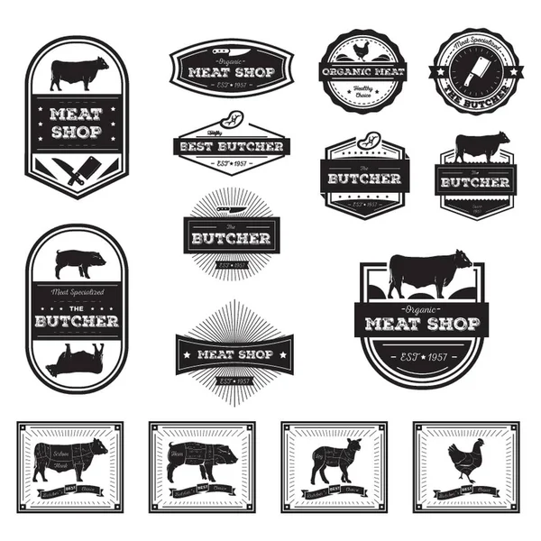 Butcher Labels Diagrams — Stock Vector