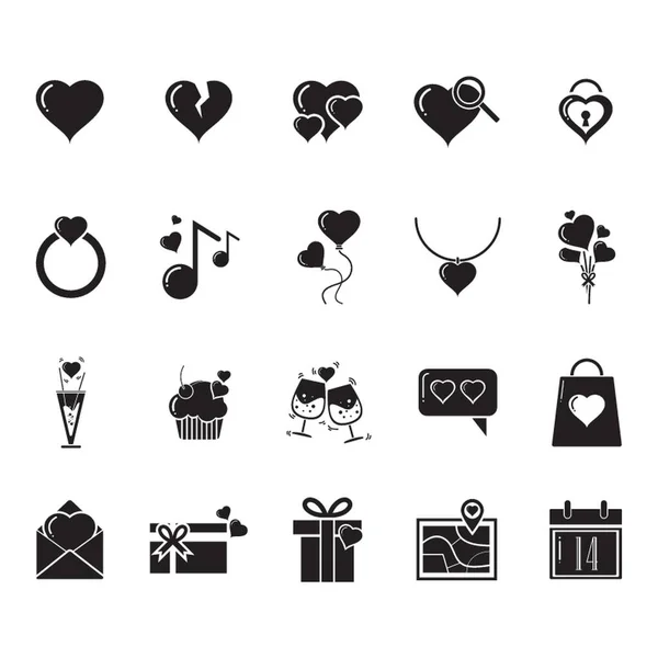Conjunto Iconos Del Día San Valentín — Vector de stock