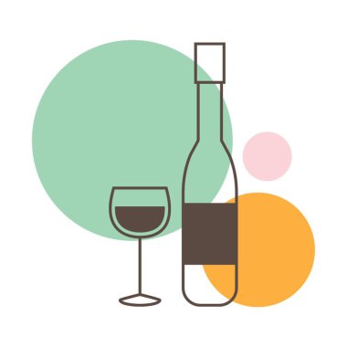 Şarap şişesi ve cam.