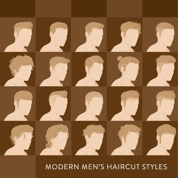 Hommes Modernes Styles Coupe Cheveux — Image vectorielle