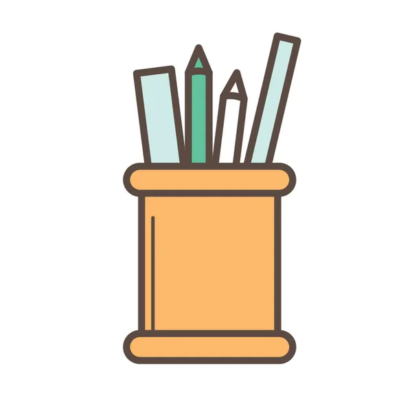 Crayons Règles Dans Récipient Stylo — Image vectorielle