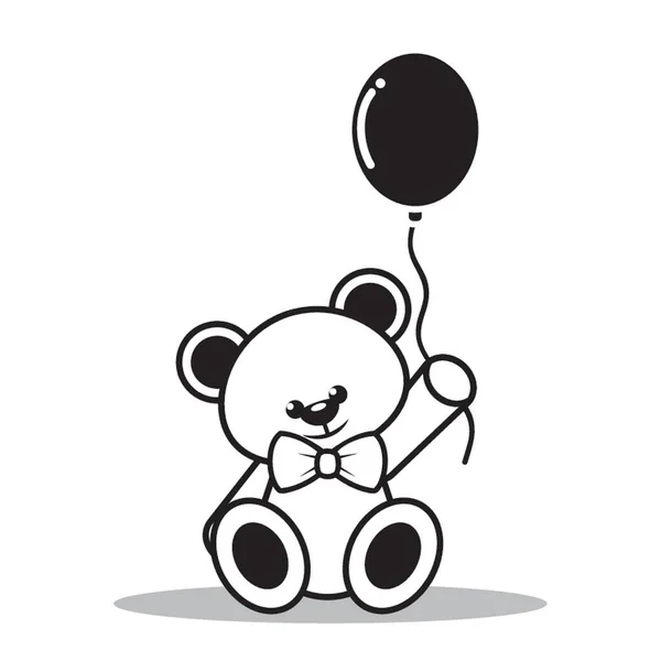 Osito Peluche Con Globo — Vector de stock