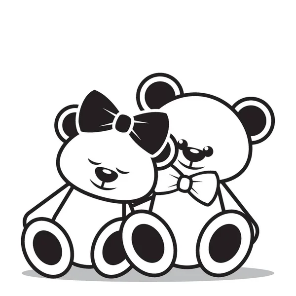 Teddybären Sitzen Zusammen — Stockvektor