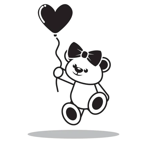 Ours Peluche Avec Ballon Amour — Image vectorielle