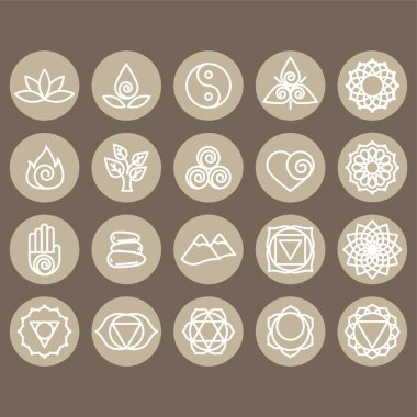 assorted zen and yoga icon set clipart