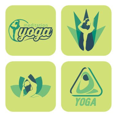 yoga logoları vektör illüstrasyonu