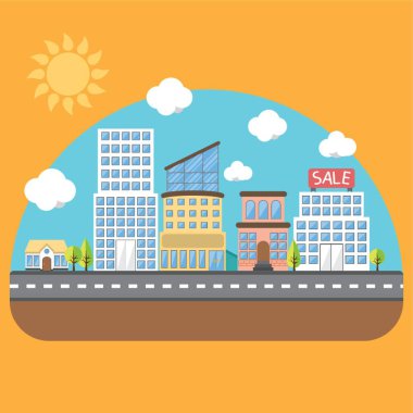 çeşitli binalar vektör illüstrasyonu