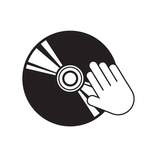 Hand Auf Schallplatte — Stockvektor