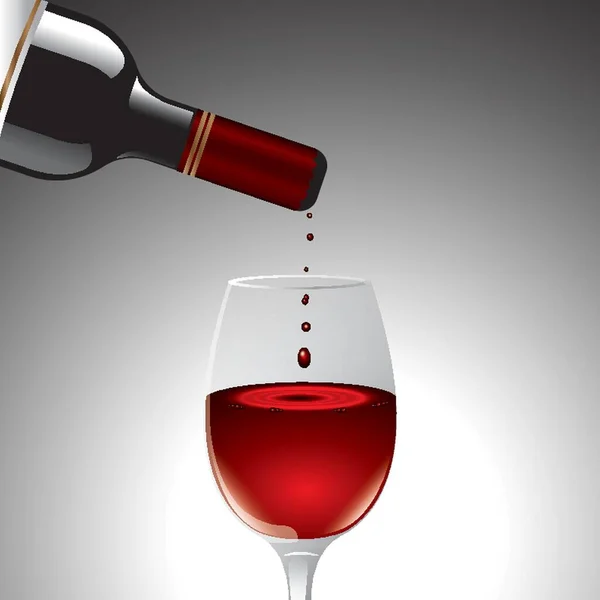 Χύνοντας Κόκκινο Κρασί Στο Ποτήρι — Διανυσματικό Αρχείο