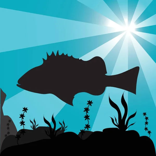 Silhueta Peixes Subaquáticos — Vetor de Stock