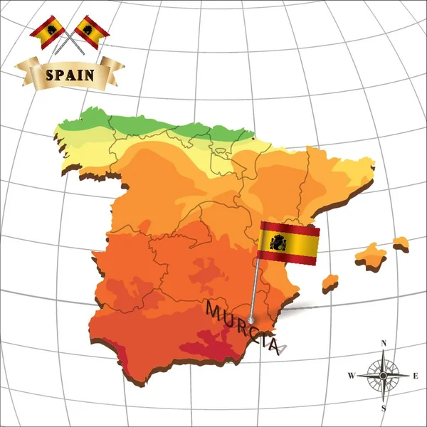 Карта Испании Мурсией — стоковый вектор