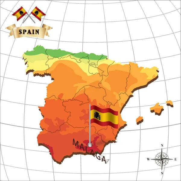 Map Spain Malaga — Stock Vector