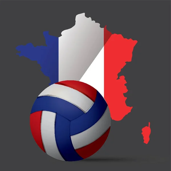 Voleibol Com Mapa França —  Vetores de Stock