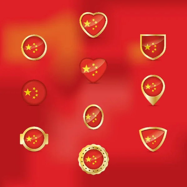 Zestaw Ikon Flagi Chin — Wektor stockowy