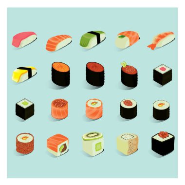 set of sushi rolls clipart