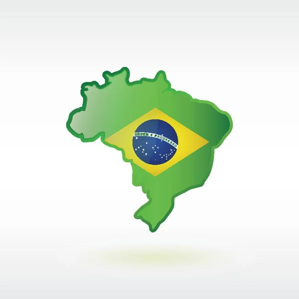 Brasil Mapa Com Bandeira — Vetor de Stock