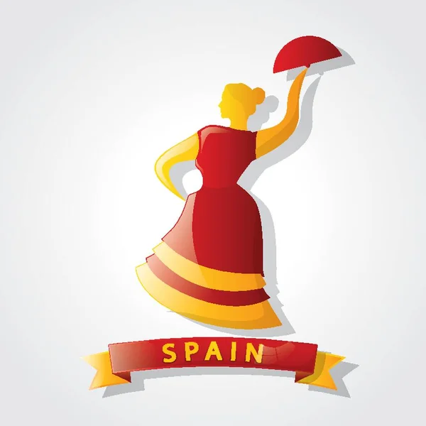 Spanische Fahne Auf Flamenco Tänzerin — Stockvektor