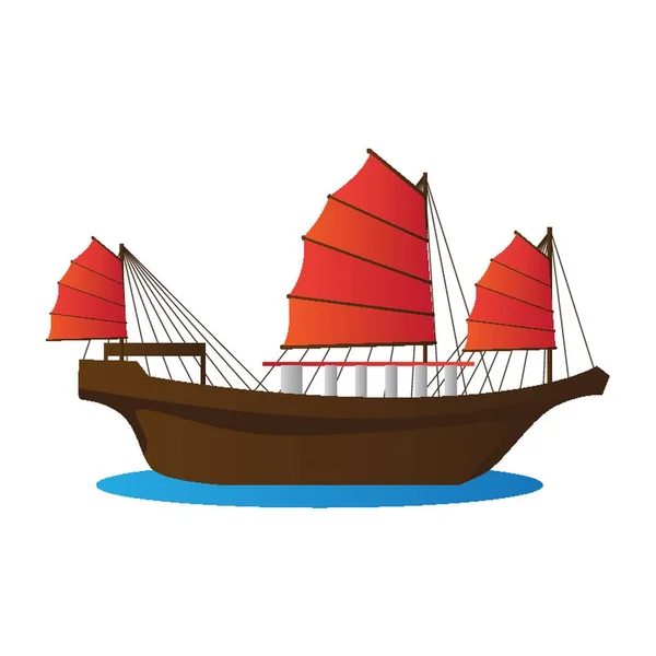 Junk Boat Vector Ilustração — Vetor de Stock